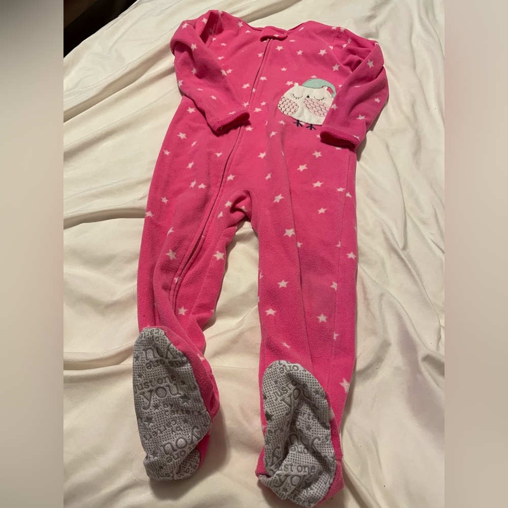 Adorable 3T girls fleece owl pj footed pajamas